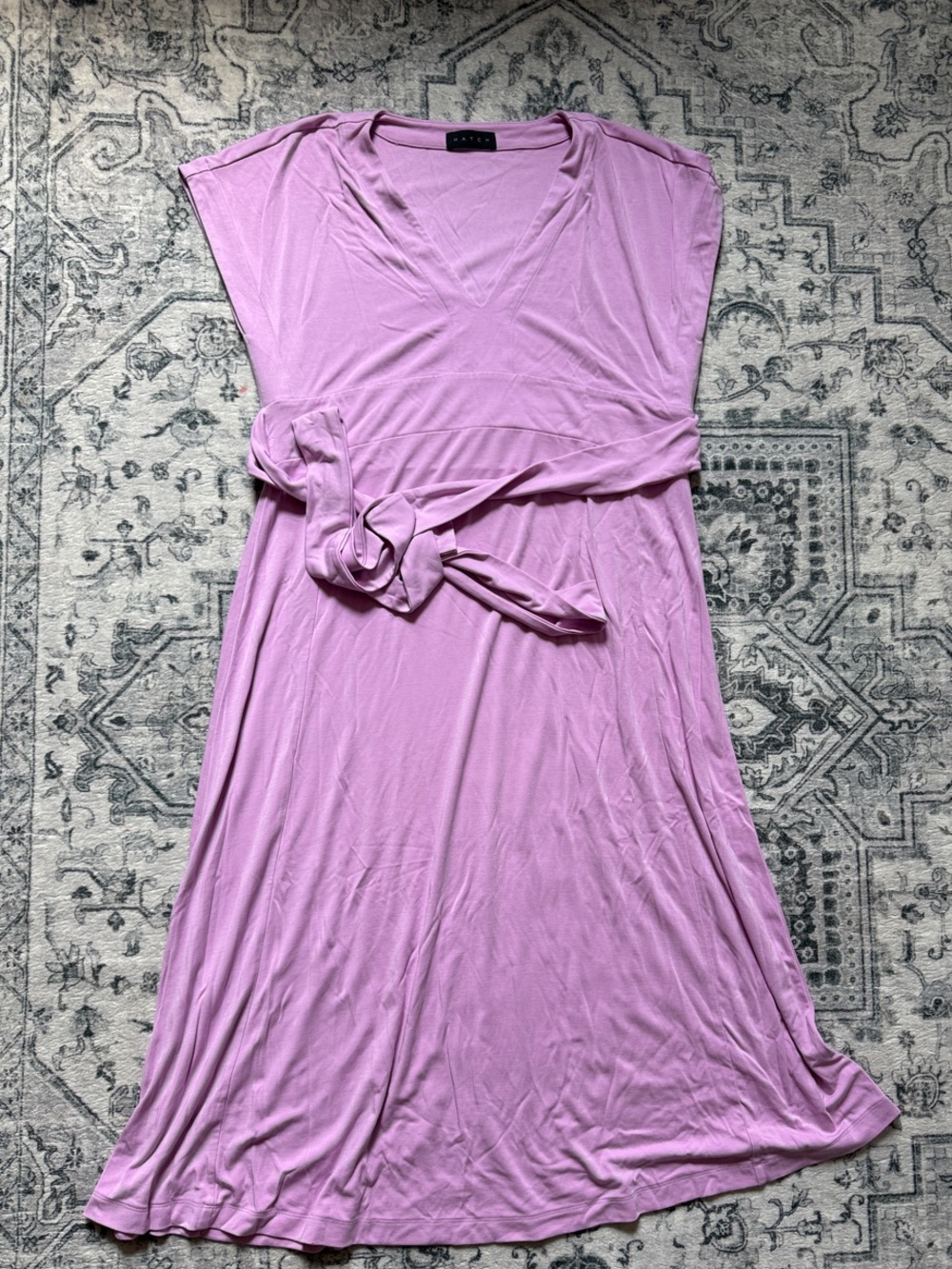 Hatch Lilac V‑Neck Midi Dress with Tie Waist
